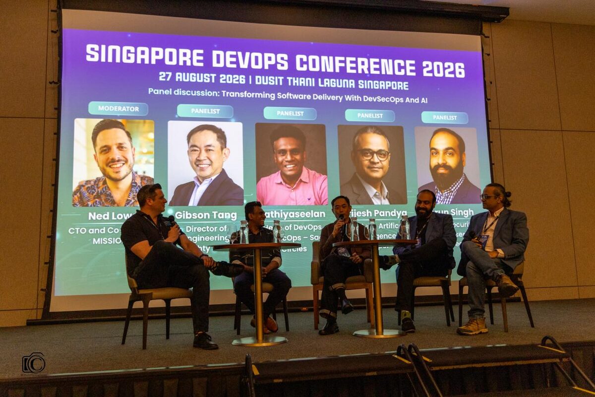 Gibson Tang and fellow panelists at Singapore DevOps Conference 2026